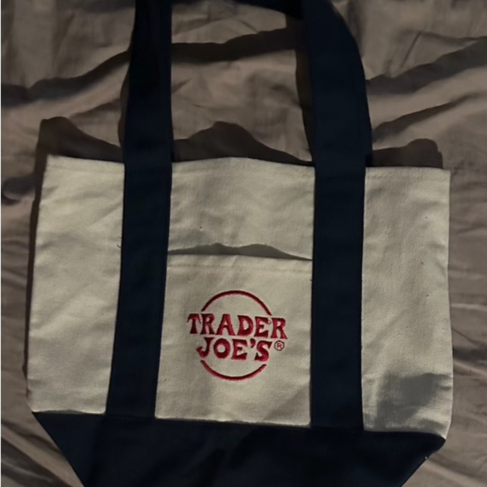 NWOT - Trader Joe's Mini Canvas Tote Bag - Navy Blue